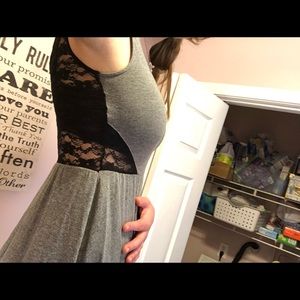 F21 Grey Dress lace back